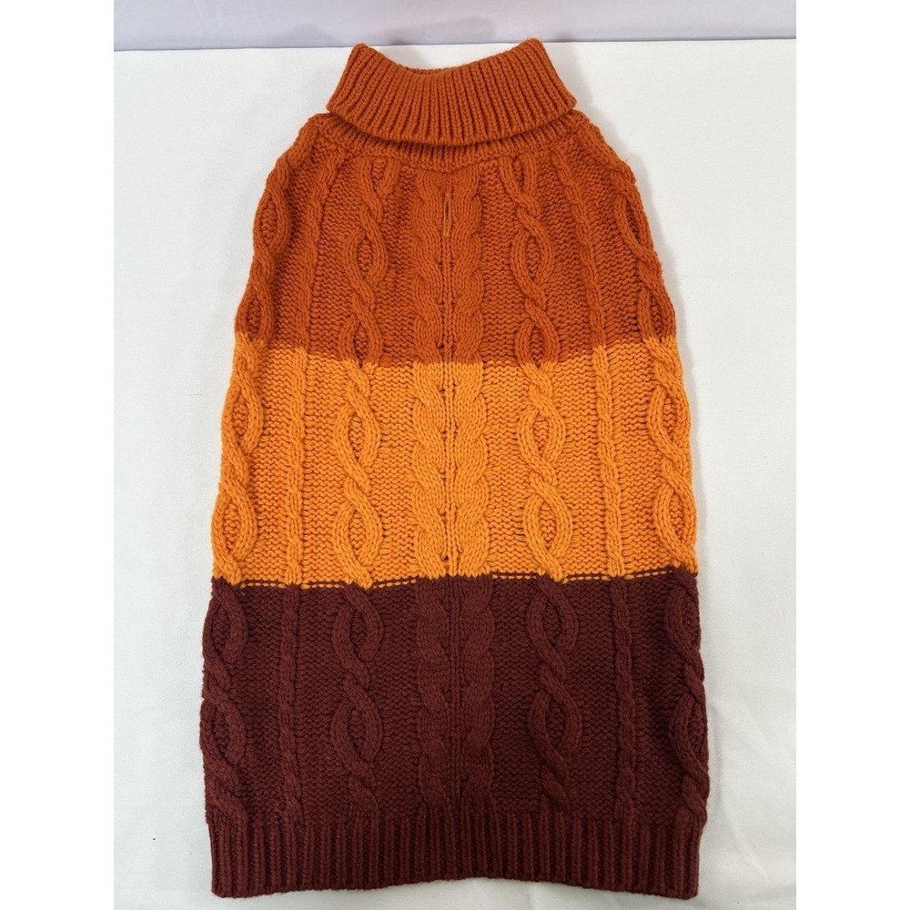 Dog Sweater Medium Orange Cable Knit W/collar‎ girl Gorgeous  new Size L/XL